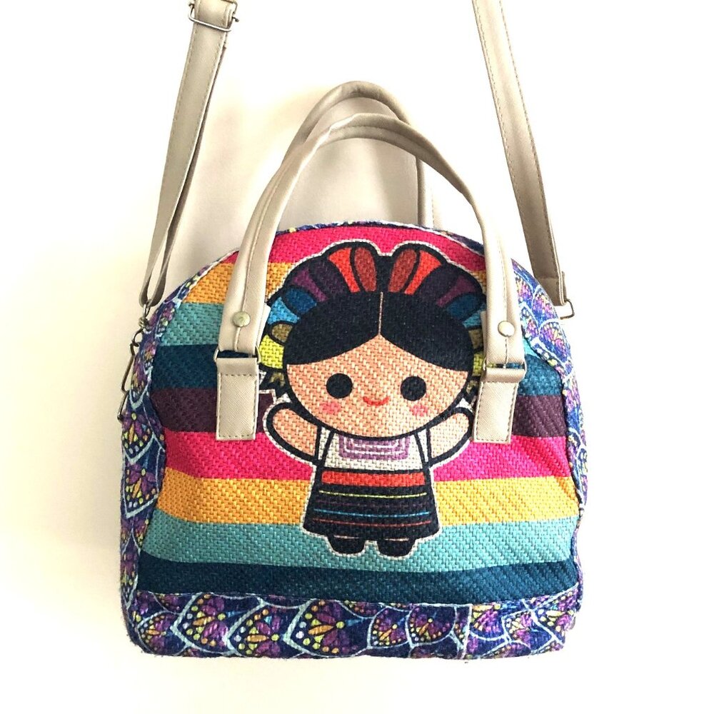 Frida Kahlo Inspired Colorful Convertible Backpack Crossbody Satchel Novelty bag